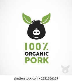 Pork Icon & Logo Illustration. 100% Organic Meat Modern Vector