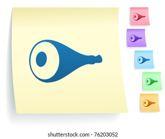 Pork Icon on Post It Note Paper Collection Original Illustration