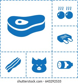 Pork icon. set of 6 pork filled icons such as sausage, pig, bacon