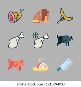 pork icon set. vector set about pig, meat, toad and sausage icons set.