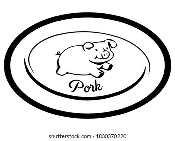 Pork icon. Template isolated on white background. 2D simple flat Style graphic design. Can be used as banner for advertising, trading, farming, selling, marketing, etc. Vector EPS10 