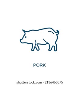 Pork Icon Thin Linear Pork Outline Stock Vector (Royalty Free ...