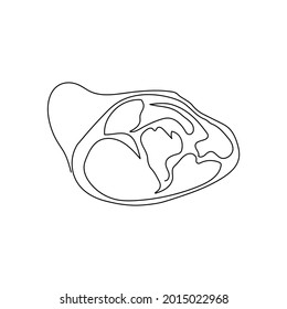 Dibujo continuo de la mangueta de cerdo. Una línea de arte de la carne, carne en el hueso, cerdo.