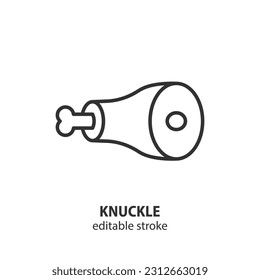 Pork knuckle line icon. Fried meat outline vector symbol. Traditional german food. Editable stroke.