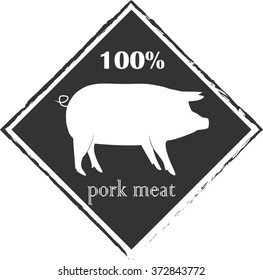 pork labels, badges and design elements