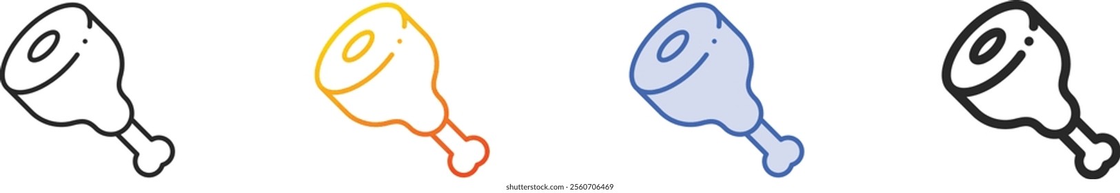 pork leg icon.Thin Linear, Gradient, Blue Stroke and bold Style Design Isolated On White Background