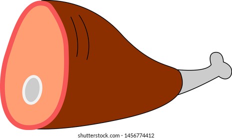 Pork leg, illustration, vector on white background