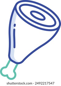 Pork leg outline color vector illustration