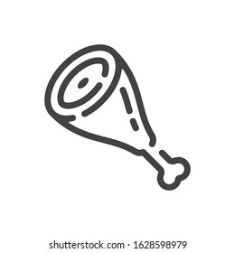 Pork leg outline icon. Vector illustration.
