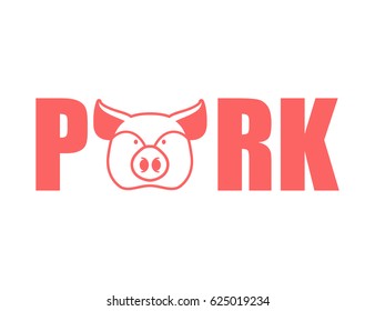 Pork Lettering Emblem Head Pig Letters Stock Vector (Royalty Free ...