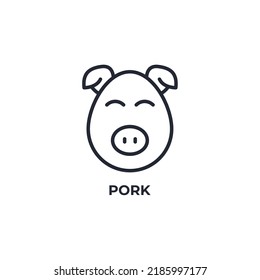 pork line icon. linear style sign for mobile concept and web design. Outline vector icon. Symbol, logo illustration. Vector graphics