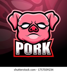 Pork mascot esport logo design