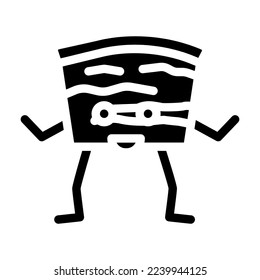 pork meat character glyph icon vector. pork meat character sign. isolated symbol illustration
