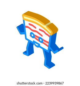 pork meat character isometric icon vector. pork meat character sign. isolated symbol illustration
