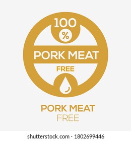 (Pork meat free) label sign, vector illustration.