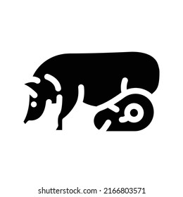 Schweinefleisch-Glyphe-Symbol, Vektorgrafik. Schweinefleisch-Schild. isoliertes Kontursymbol