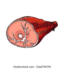 pork meat hand drawn vector. beef steak, bacon raw, red ham pork meat sketch. isolated color illustration