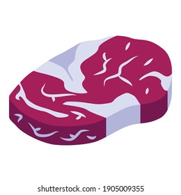 Icono de carne de cerdo. Isométrico del icono del vector de carne de cerdo para el diseño web aislado en fondo blanco