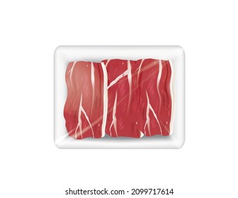 Pork meat steak package. vector illustration