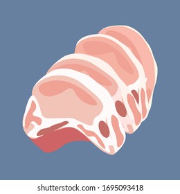 Ilustración vectorial de carne de cerdo en el fondo azul. Ilustración del vector