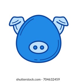 Schweinefleisch, Vektorsymbol einzeln auf weißem Hintergrund. Schweinefleisch-Linie Symbol für Infografik, Website oder App. Blaues Symbol für ein Gittersystem.