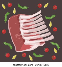 Pork Meat and Vegetables Background Vector 