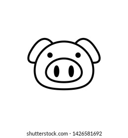 Pork (Outline Stroke Animal Icon Vector Illustration - Vector)