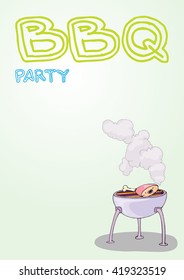 pork over the stove with BBQ party text vector illustration template