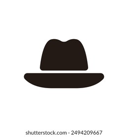 Pork pie hat icon. Flat silhouette version.	