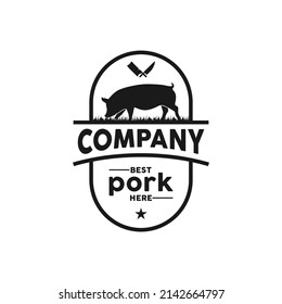 Pork Pig Boar Silhouette For Vintage Badge Emblem Label Logo design inspiration