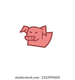 Pork Pig Head Logo Illustration Design Vector