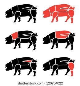 Pork or pig meat cuts