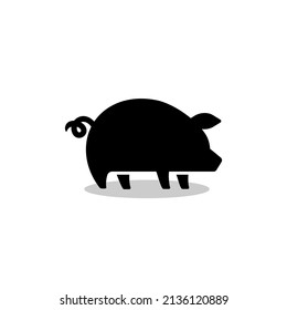 pork pig silhouette logo icon design template vector restaurant cafe food