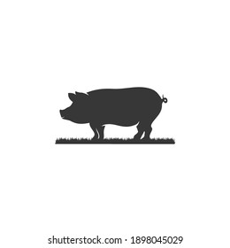 Pork pig silhouette side logo design vector illustration