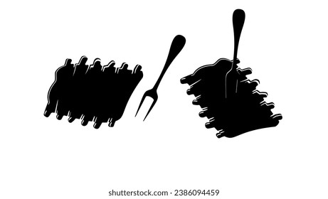 Pork ribs, black isolated silhouette