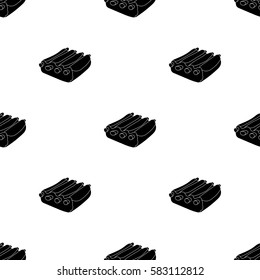 Pork ribs icon in black style isolated on white background. Meats pattern stock vector illustration