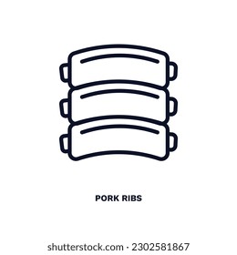 pork ribs icon. Thin line pork ribs icon from culture and civilization collection. Outline vector isolated on white background. Editable pork ribs symbol can be used web and mobile