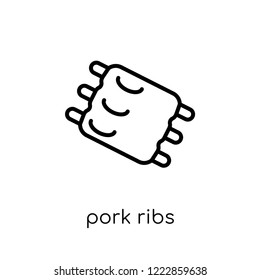 pork ribs icon. Trendy modern flat linear vector pork ribs icon on white background from thin line Chinese Food collection, outline vector illustration