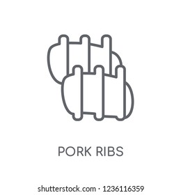 Pork Ribs linear icon. Modern outline Pork Ribs logo concept on white background from Culture collection. Suitable for use on web apps, mobile apps and print media.