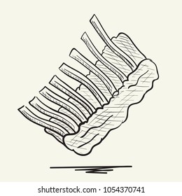 Pork ribs.Hand drawn vector illustration.