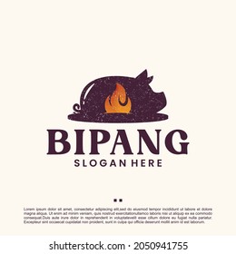 pork roast , vintage , logo design template