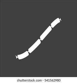 Pork sausage chain icon flat. Vector white illustration isolated on black background. Flat symbol