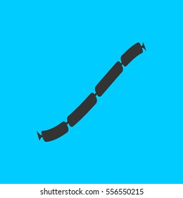 Pork sausage chain icon flat. Simple vector black pictogram on blue background