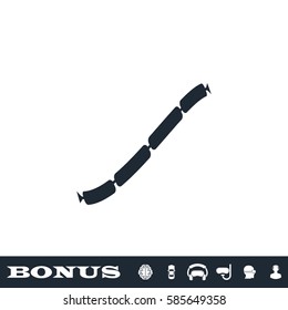 Pork sausage chain icon flat. Black pictogram on white background. Vector illustration symbol and bonus button