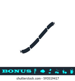 Pork sausage chain icon flat. Black pictogram on white background. Vector illustration symbol and bonus button
