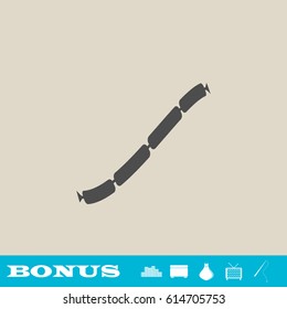 Pork sausage chain icon flat. Grey pictogram on light background. Vector illustration symbol and bonus button real estate, ottoman, vase, tv, fishing rod