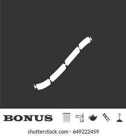 Pork sausage chain icon flat. White pictogram on black background. Vector illustration symbol and bonus icons