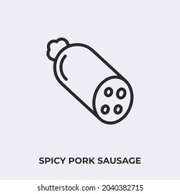 pork sausage icon vector. Linear style sign for mobile concept and web design. spicy sausage symbol illustration. Pixel vector graphics - Vector.