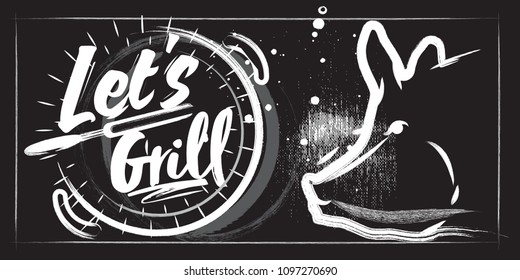 Pork Silhouette on a chalk background with lettering