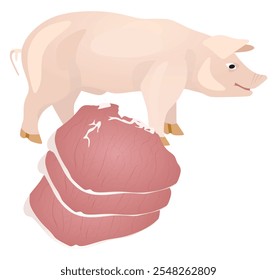 Estaca de cerdo y cerdo. Ilustración vectorial